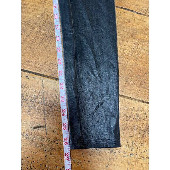 Womens Spanx Black Metallic Shiny Tummy Control Leggings WITH FLAW Size‎ Medium - Picture 9 of 11
